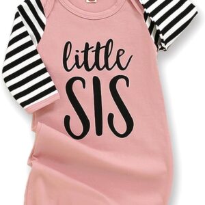 Little Sister Sleeper Gown Stripe Long Sleeve Nightgown Pajamas