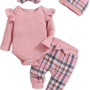 Spring Romper Set+Hat+Headband