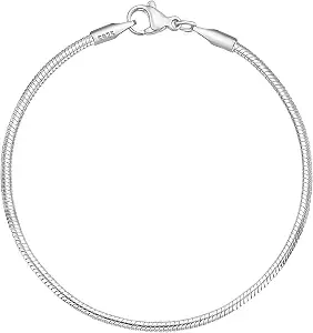 Sterling Silver Bracelets for Women 2mm Dainty Snake Chain Bracelet